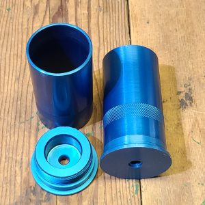 Custom 37mm Screw Apart Aluminum 3 Inch Casing With Milled in Powder Cup Blue