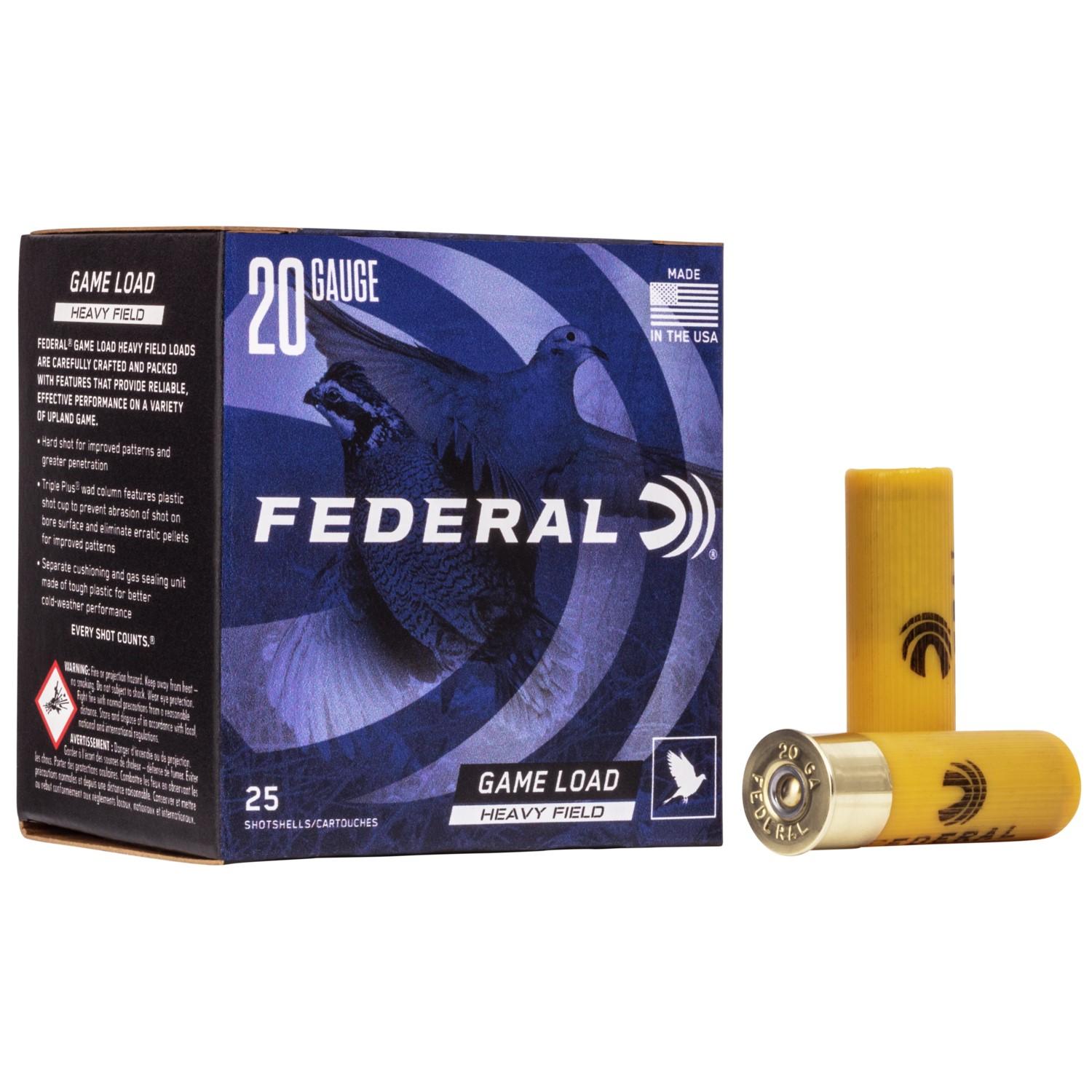 FEDERAL Game-shok Heavy Field Load 20 Ga 2 3/4" 2 1/2 Dr 1 Oz #6 1165 Fps - 25/box