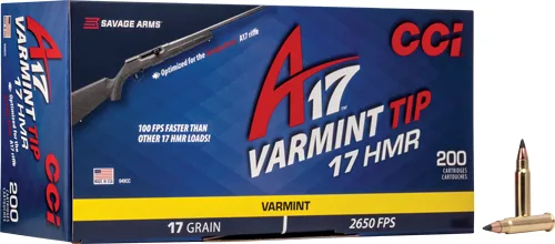 CCI A17 Varmint Tip 17hmr 17gr - 2650fps 200rd 10bx/cs
