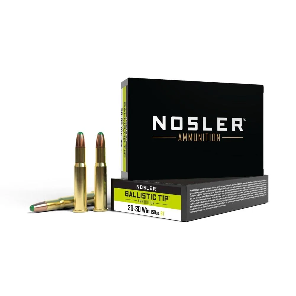 NOSLER Ballistic Tip Rifle Ammunition 30-30 Win 150gr Round Nose Ballistic Tip Hunting Ammo (20 Ct.)