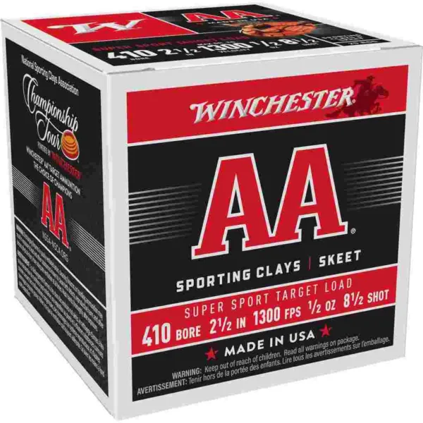 Winchester AA Sporting Clays Shotshells 410 ga 2-1/2" 1/2oz #8.5 1300 fps 25/ct