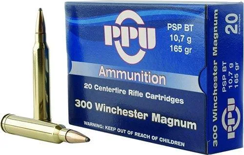 PPU Rifle Ammunition .300 Win Magnum 165 Gr Spbt 3050 Fps 20/ct