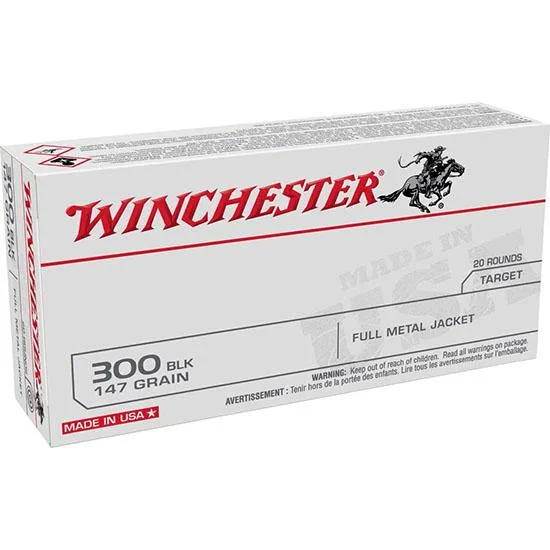 WINCHESTER Usa Rifle Ammunition .300 Blackout 147 Gr. Fmj 1920 Fps 20/ct