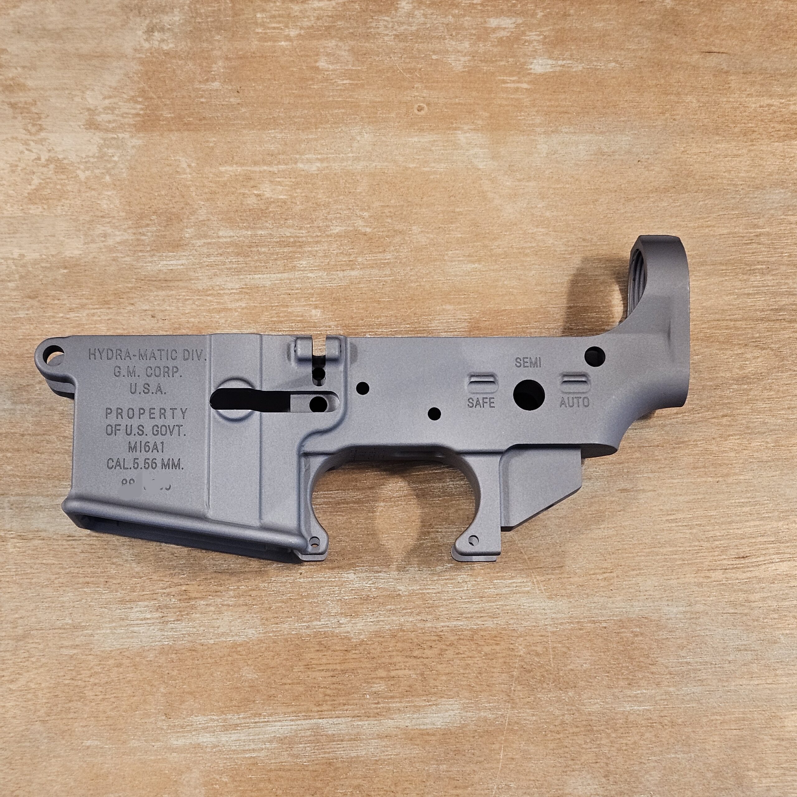 Retro M16A1 Lower Receiver – Semi Auto Full Fence Gray by Pathfinder Militaria, 7075-T6 billet AR-15 lower for retro clone builds