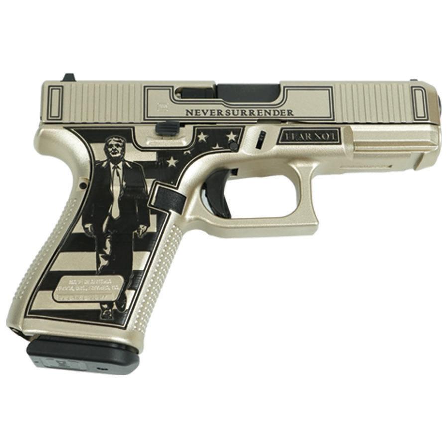 https3A2F2Fmedia.chattanoogashooting.com2Fimages2Fproduct2FGLPA195S203TF2Fglock 19 gen 5 custom trump fight handgun 9mm luger 15rd magazines 2 4 barrel austria glpa195s203tf 0001 Right