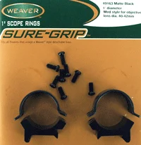 WEAVER RINGS DETACHABLE TOP - MOUNT SURE-GRIP 1" MED MATTE 1 WEAVER RINGS DETACHABLE TOP - MOUNT SURE-GRIP 1" MED MATTE