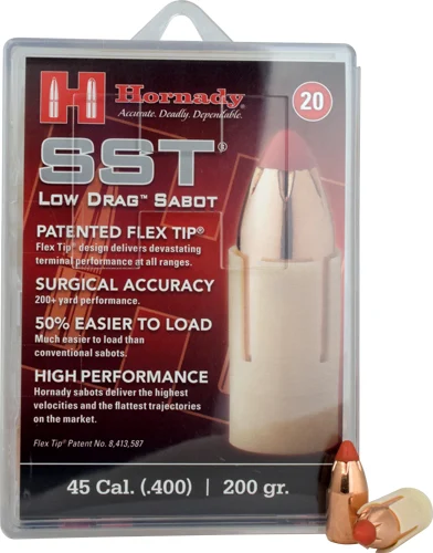 HORNADY .45CAL SABOTED BULLET - .400 200GR SST 20CT 10BX/CS 1 HORNADY .45CAL SABOTED BULLET - .400 200GR SST 20CT 10BX/CS