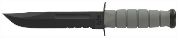 KA-BAR FIGHTING/UTILITY KNIFE - 7" SERR W/PLASTIC STH. F-GREEN 1 KA-BAR FIGHTING/UTILITY KNIFE - 7" SERR W/PLASTIC STH. F-GREEN
