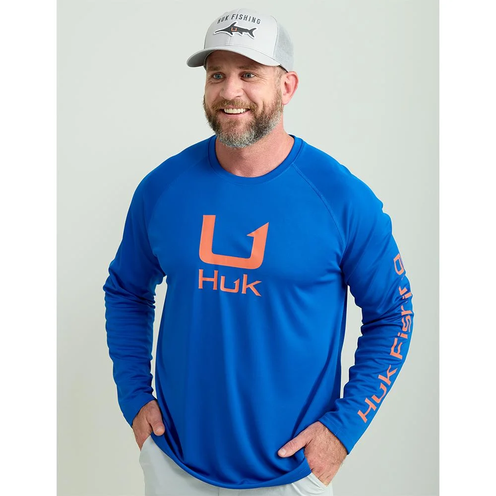 Huk Icon Crew Long Sleeve Shirt Ocean Blue S 1 Huk Icon Crew Long Sleeve Shirt Ocean Blue S