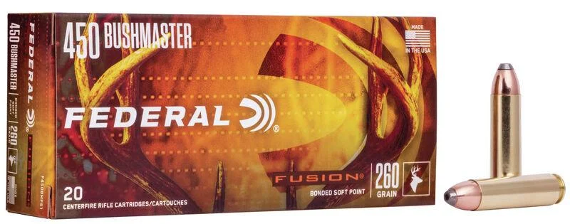 Federal Fusion Rifle Ammunition .450 Bushmaster 260 gr SP 2200 fps 20/ct 1 Federal Fusion Rifle Ammunition .450 Bushmaster 260 gr SP 2200 fps 20/ct