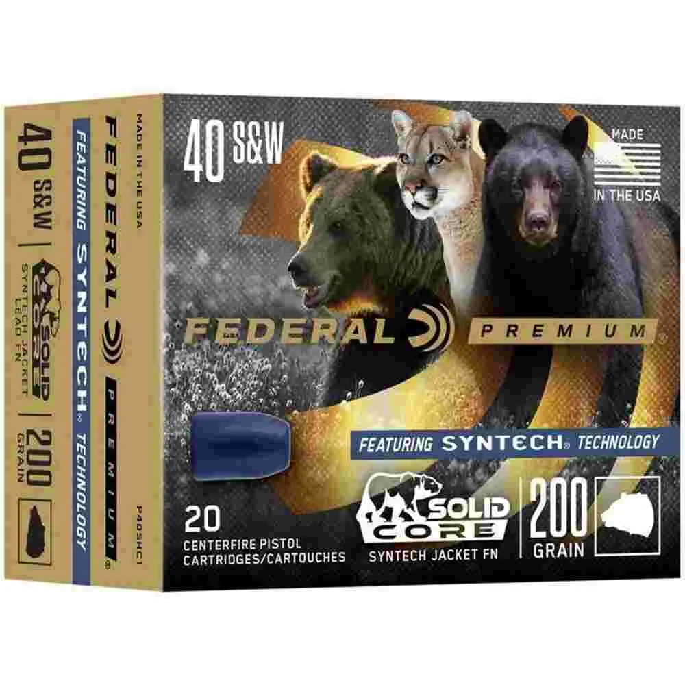 Federal Solid Core Handgun Ammunition .40 S&W 200 gr TSJ 20/ct 1 Federal Solid Core Handgun Ammunition .40 S&W 200 gr TSJ 20/ct