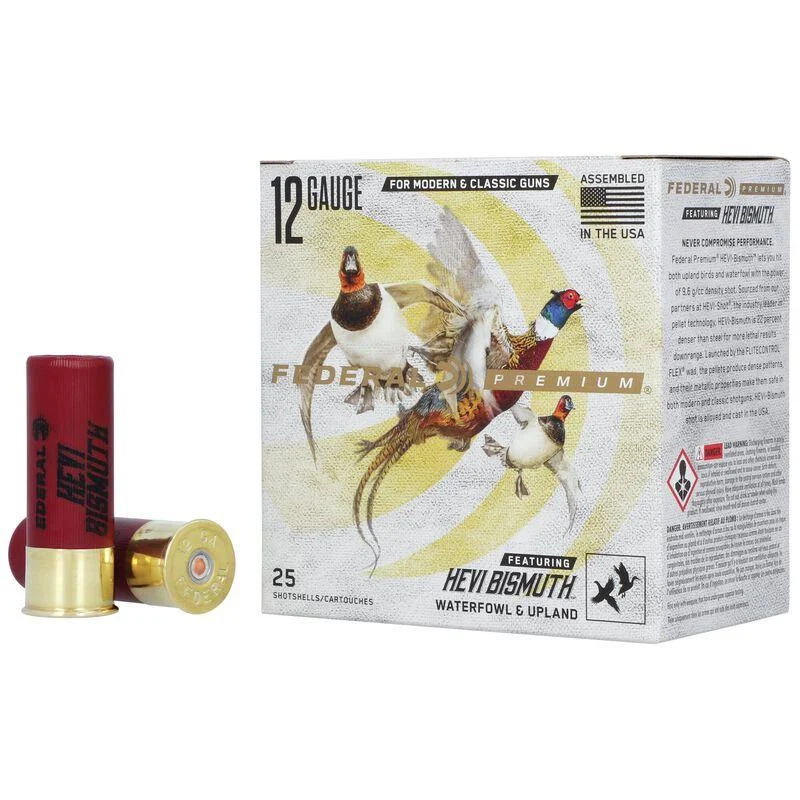 Federal Hevi-Bismuth Shotshells 12ga 2-3/4" 1-1/4oz 1350 fps #3 25/ct 1 Federal Hevi-Bismuth Shotshells 12ga 2-3/4" 1-1/4oz 1350 fps #3 25/ct