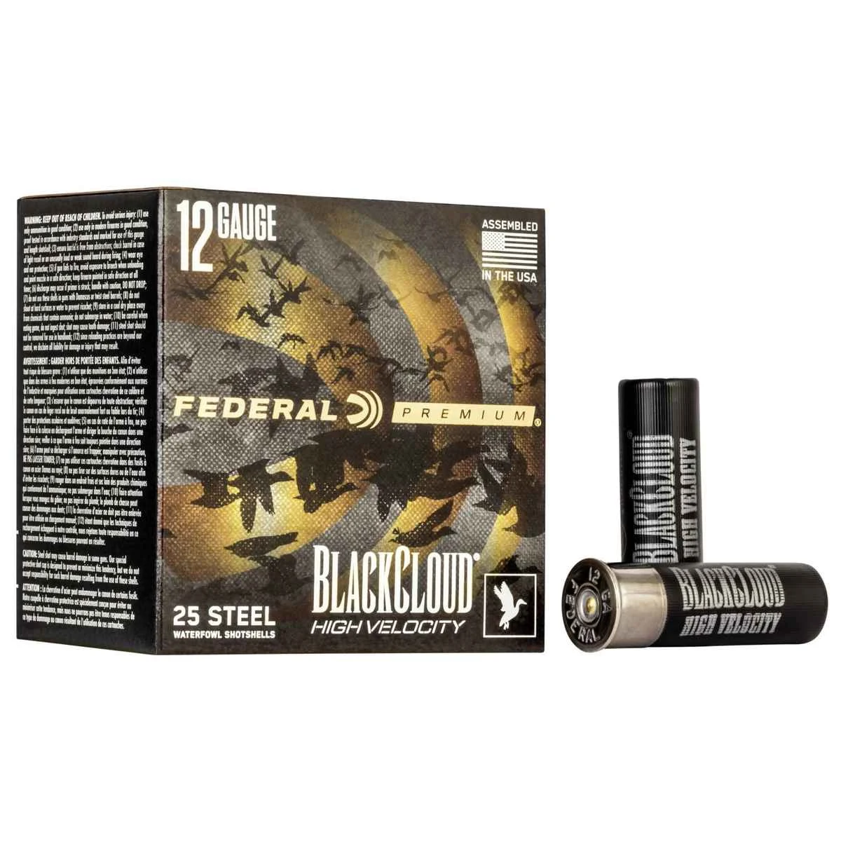 Federal Black Cloud FS Steel High Velocity Shotshells 12ga. 3" 1-1/8oz #4 1635 fps 25/ct 1 Federal Black Cloud FS Steel High Velocity Shotshells 12ga. 3" 1-1/8oz #4 1635 fps 25/ct