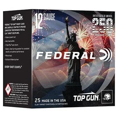 Federal Top Gun Target 250th Anniversary Shotshell 12 ga 2-3/4" 1-1/8 oz #8 1145 fps 25/ct 1 Federal Top Gun Target 250th Anniversary Shotshell 12 ga 2-3/4" 1-1/8 oz #8 1145 fps 25/ct