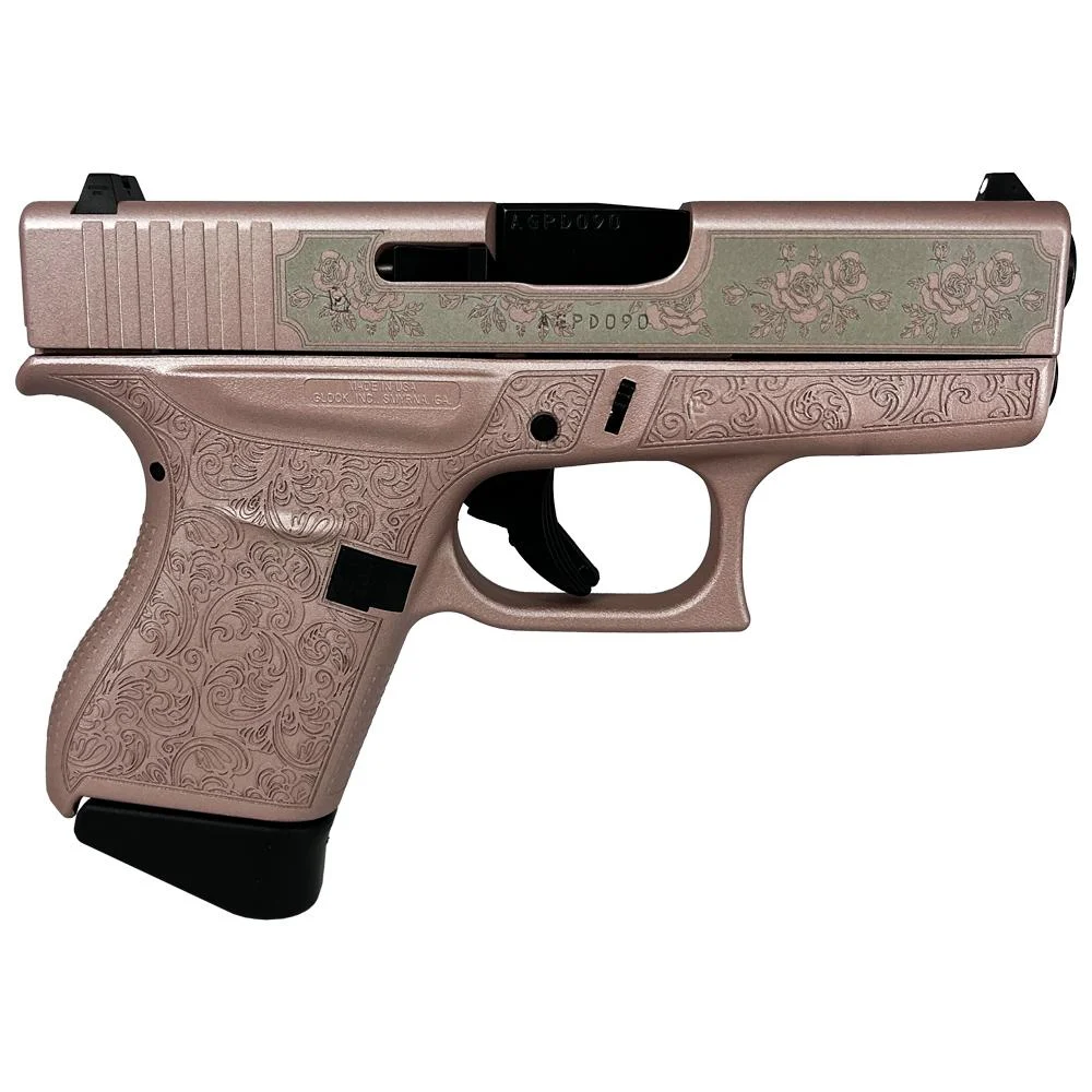 Glock 43 Custom "Glock n Roses" Handgun 9mm Luger 6/rd Magazines (2) 3.4" Barrel USA