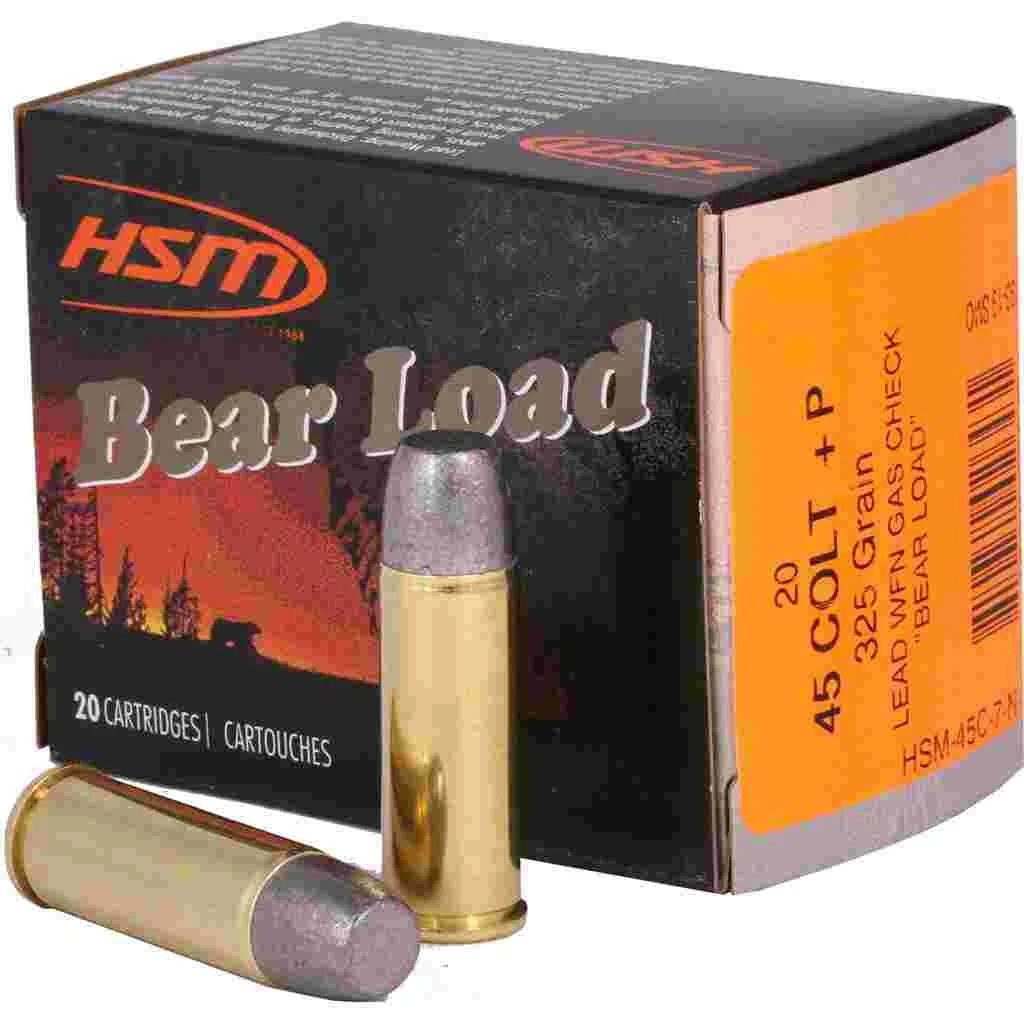HSM Bear Load Hard Cast Handgun Ammunition .45 Colt 325gr WFN Gas Check 1155 fps 20/ct 1 HSM Bear Load Hard Cast Handgun Ammunition .45 Colt 325gr WFN Gas Check 1155 fps 20/ct
