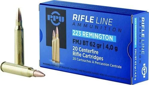 PPU Rifle Ammunition .223 Remington FMJ BT 62gr 3042 fps 20/ct 1 PPU Rifle Ammunition .223 Remington FMJ BT 62gr 3042 fps 20/ct