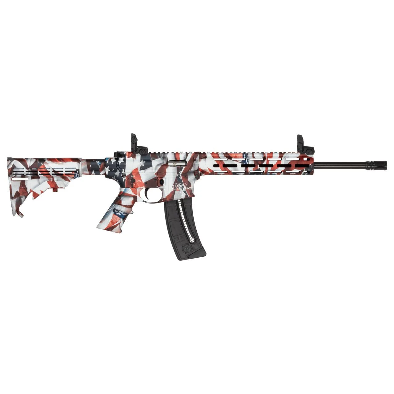 M&P 15-22 Sport Flag Finish .22 LR 25rd Magazine(1) 16.5" Threaded Barrel M-LOK Handguard Folding Sights 1 M&P 15-22 Sport Flag Finish .22 LR 25rd Magazine(1) 16.5" Threaded Barrel M-LOK Handguard Folding Sights