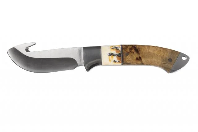 Sarge Knives Terrain Fixed Blade Knife 3-1/2" Gut Hook Wood & Stag 1 Sarge Knives Terrain Fixed Blade Knife 3-1/2" Gut Hook Wood & Stag