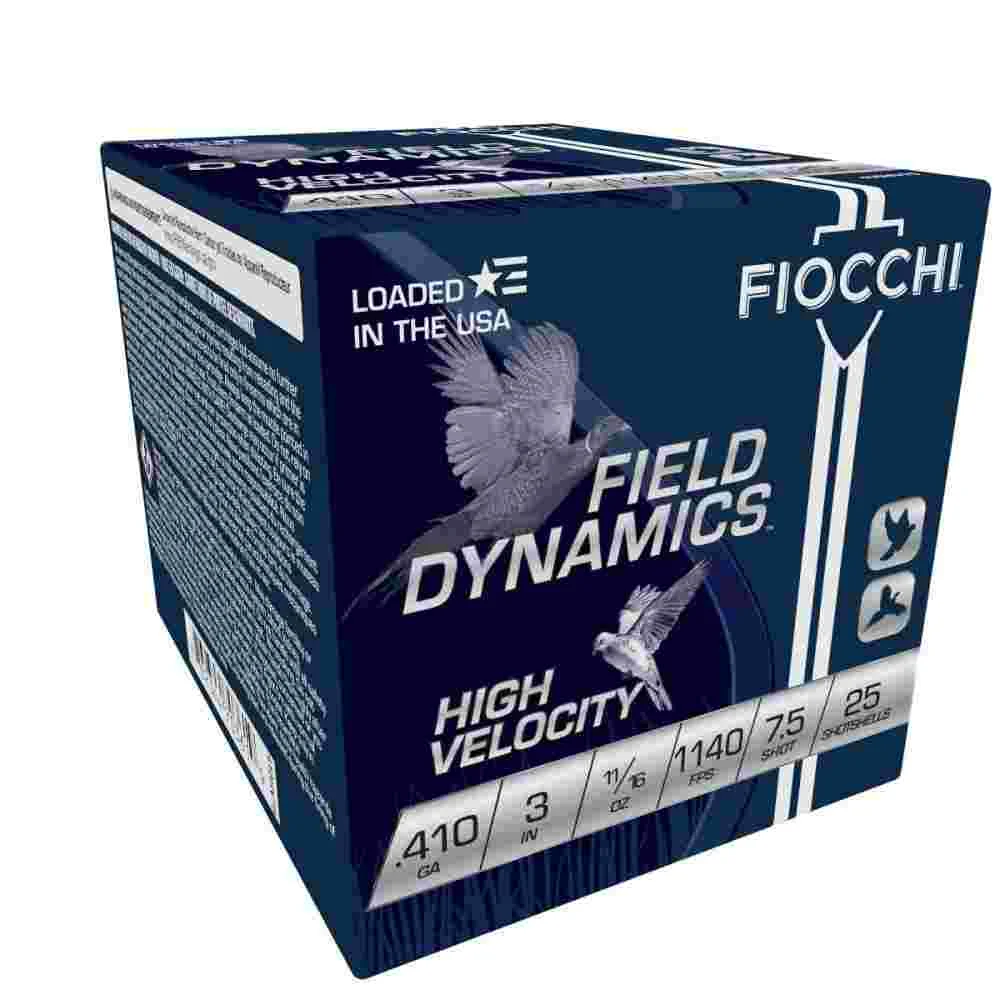Fiocchi High Velocity Shotshells .410ga 3" #7.5-Shot 11/16oz. 25/ct 1 Fiocchi High Velocity Shotshells .410ga 3" #7.5-Shot 11/16oz. 25/ct
