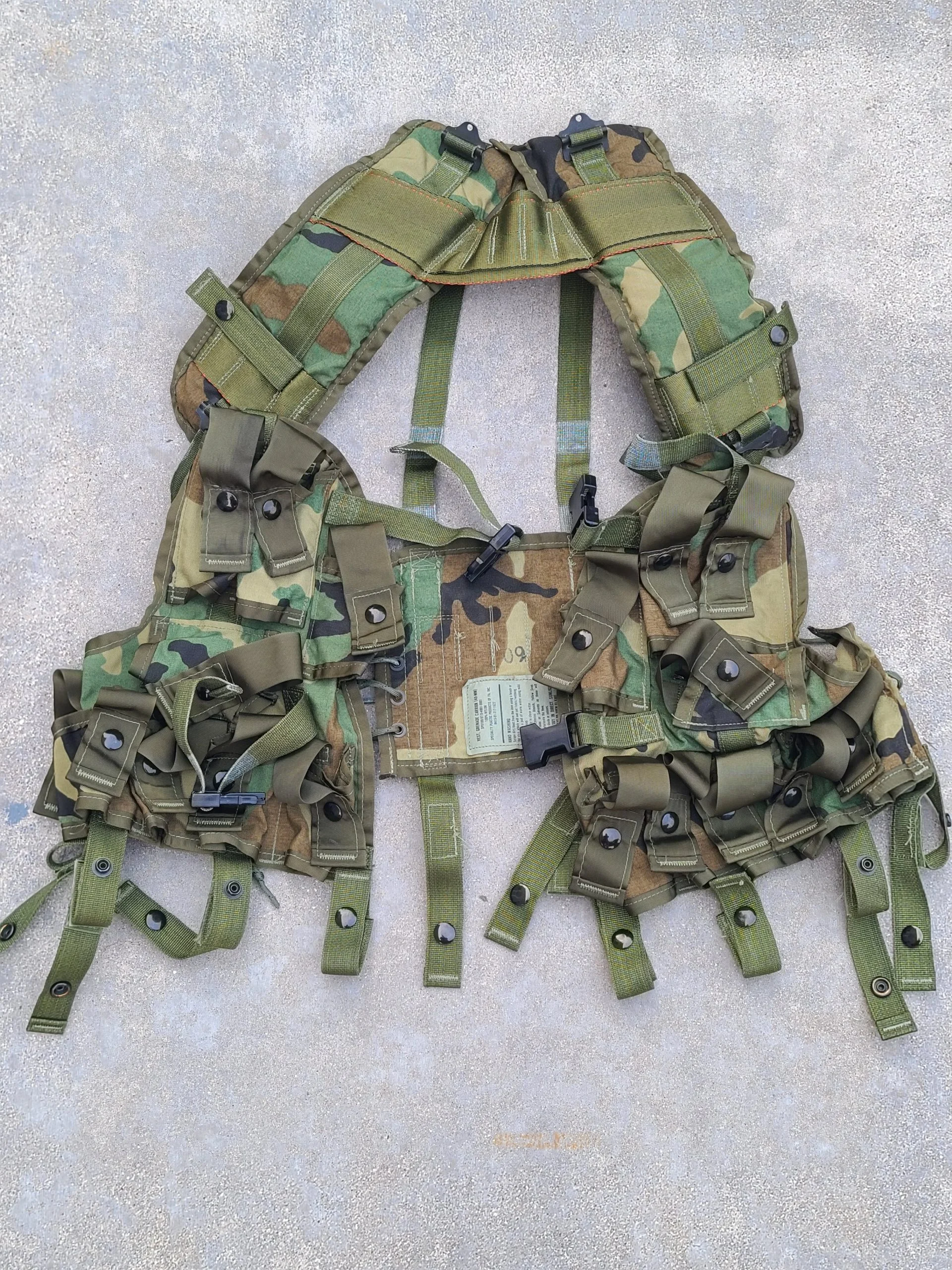 USGI U.S. Military 40 mm Grenade Carrier Vest in woodland camo